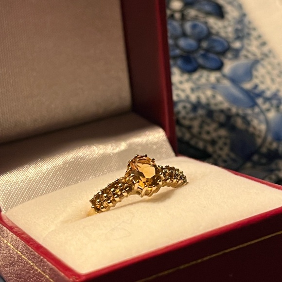 Vintage 10Kt Yellow Gold Citrine Ring. Ring size: 7.75 - Picture 3 of 16